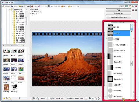 Zrzut ekranu PhotoScape na Windows XP
