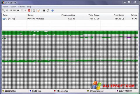 Zrzut ekranu UltraDefrag na Windows XP