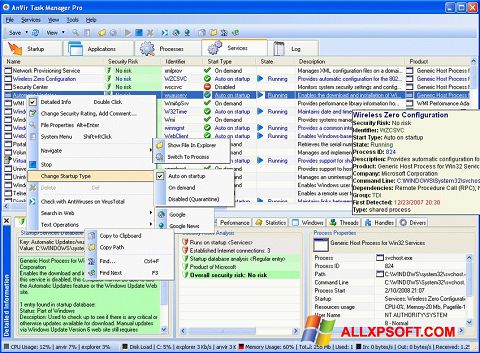 Zrzut ekranu AnVir Task Manager na Windows XP
