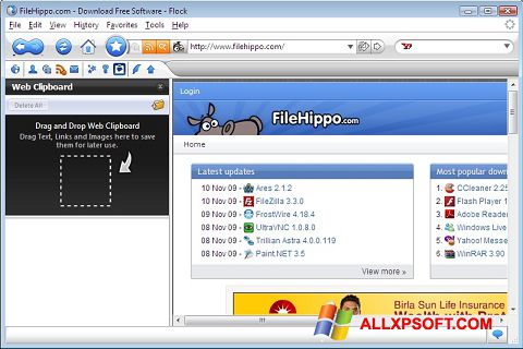 Zrzut ekranu Flock na Windows XP