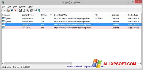 Zrzut ekranu VideoCacheView na Windows XP