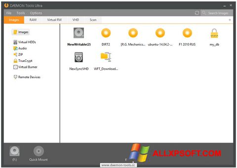Zrzut ekranu DAEMON Tools Ultra na Windows XP