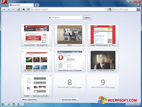 Zrzut ekranu Opera na Windows XP