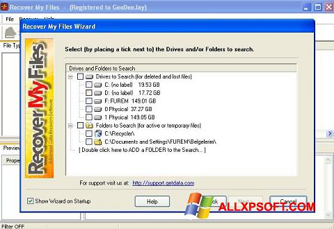 Zrzut ekranu Recover My Files na Windows XP