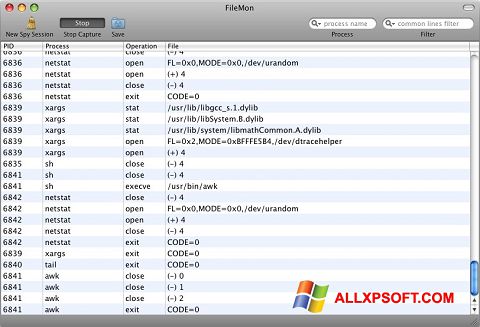 Zrzut ekranu FileMon na Windows XP