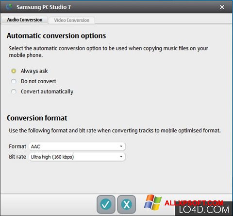 Zrzut ekranu Samsung PC Studio na Windows XP