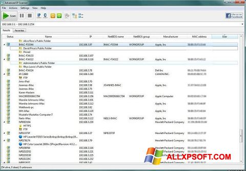 Zrzut ekranu Advanced IP Scanner na Windows XP