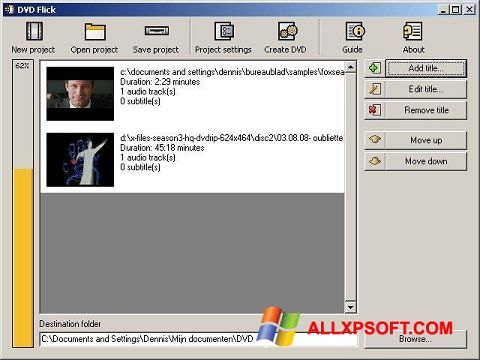 Zrzut ekranu DVD Flick na Windows XP