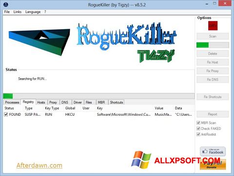 Zrzut ekranu RogueKiller na Windows XP