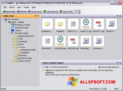 Zrzut ekranu iFunBox na Windows XP