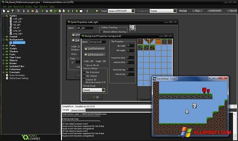 Zrzut ekranu GameMaker: Studio na Windows XP