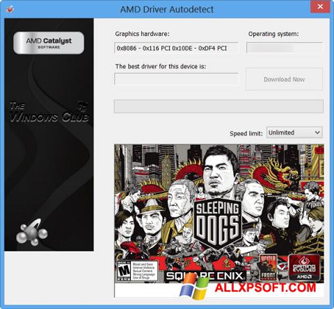 Zrzut ekranu AMD Driver Autodetect na Windows XP