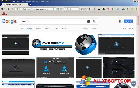 Zrzut ekranu Cyberfox na Windows XP