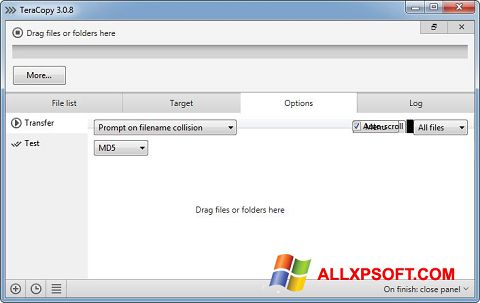 Zrzut ekranu TeraCopy na Windows XP
