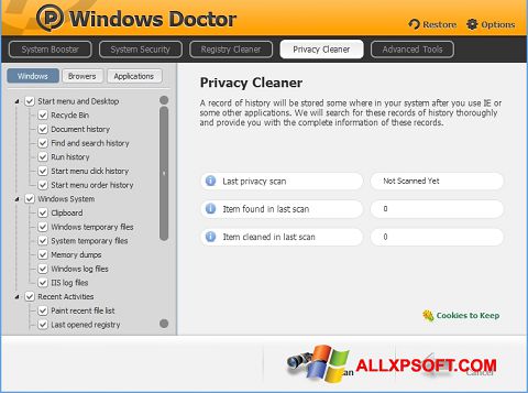 Zrzut ekranu Windows Doctor na Windows XP