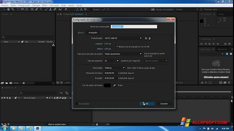 Zrzut ekranu Adobe After Effects CC na Windows XP