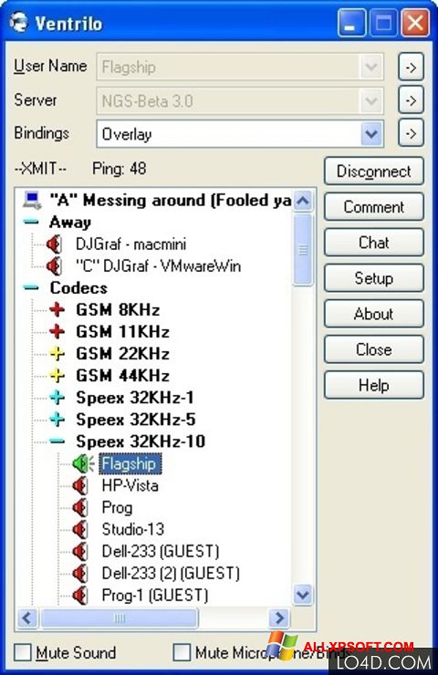 Zrzut ekranu Ventrilo na Windows XP