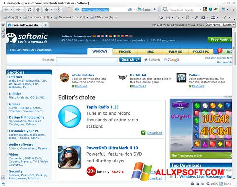 Zrzut ekranu Lunascape na Windows XP