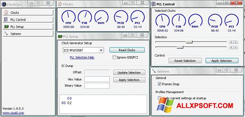 Zrzut ekranu ClockGen na Windows XP