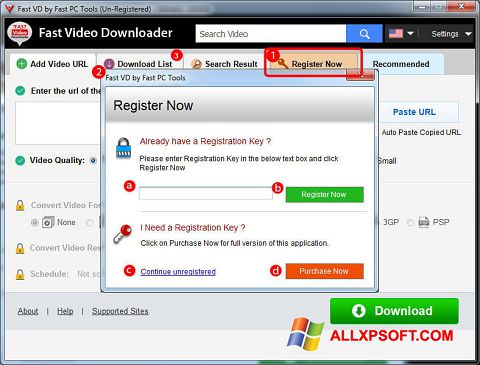 Zrzut ekranu Fast Video Downloader na Windows XP