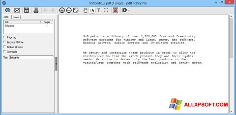 Zrzut ekranu pdfFactory Pro na Windows XP