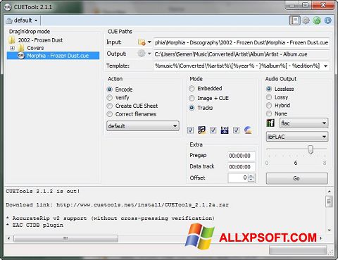 Zrzut ekranu CUETools na Windows XP