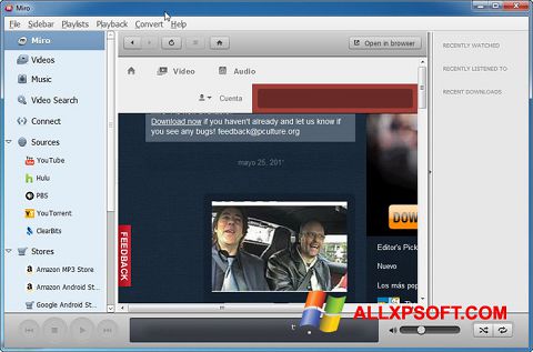Zrzut ekranu Miro na Windows XP