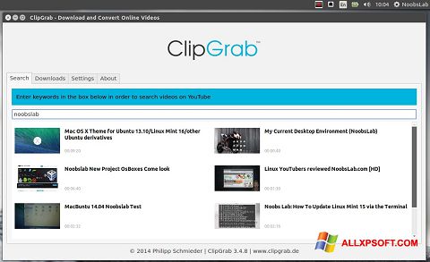Zrzut ekranu ClipGrab na Windows XP