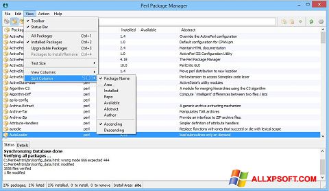 Zrzut ekranu ActivePerl na Windows XP