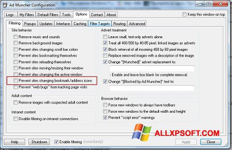 Zrzut ekranu Ad Muncher na Windows XP