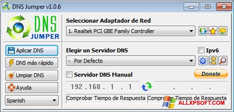 Zrzut ekranu DNS Jumper na Windows XP
