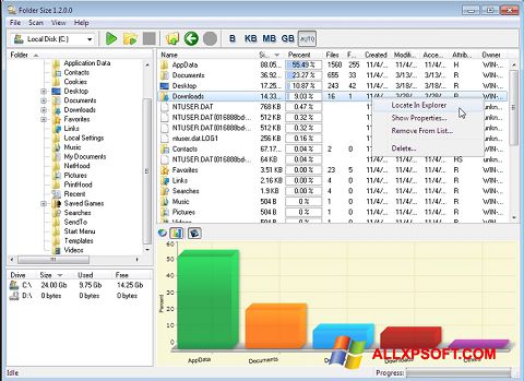 Zrzut ekranu Folder Size na Windows XP