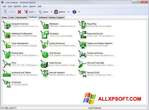 Zrzut ekranu SiSoftware Sandra na Windows XP