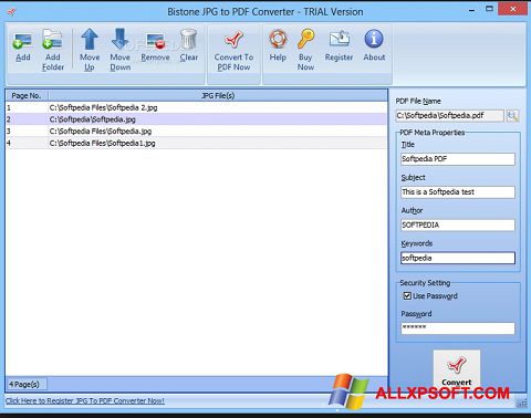 Zrzut ekranu Image To PDF Converter na Windows XP