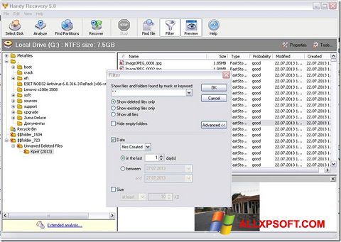 Zrzut ekranu Handy Recovery na Windows XP