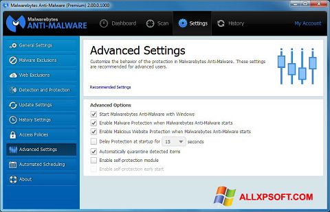 Zrzut ekranu Malwarebytes Anti-Malware na Windows XP