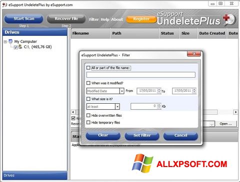 Zrzut ekranu Undelete Plus na Windows XP