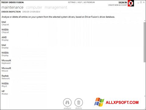 Zrzut ekranu Driver Fusion na Windows XP