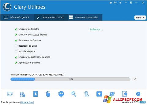 Zrzut ekranu Glary Utilities na Windows XP