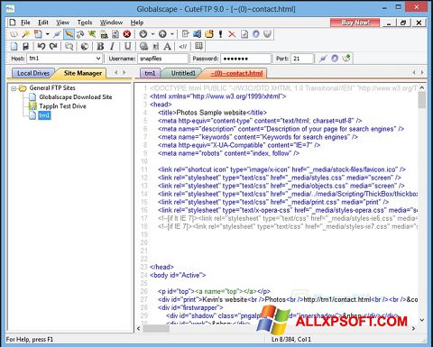 Zrzut ekranu CuteFTP na Windows XP