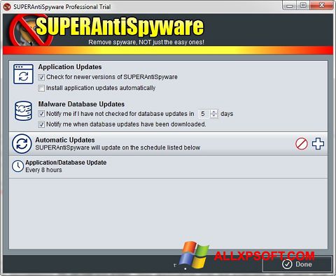 Zrzut ekranu SUPERAntiSpyware na Windows XP