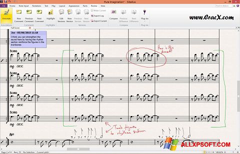 Zrzut ekranu Sibelius na Windows XP