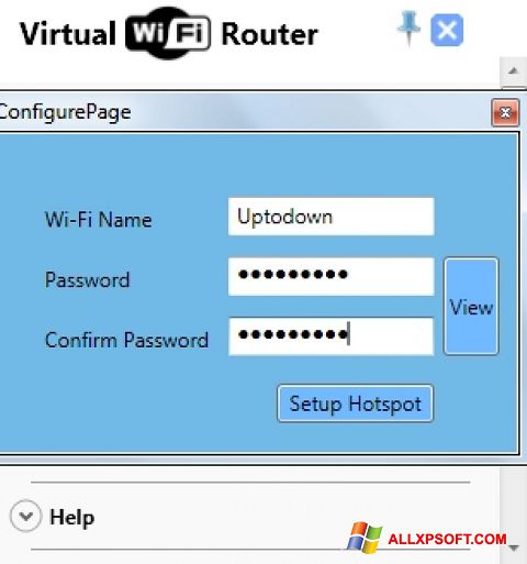 Zrzut ekranu Virtual WiFi Router na Windows XP