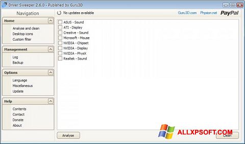 Zrzut ekranu Driver Sweeper na Windows XP