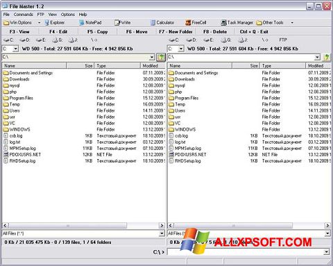 Zrzut ekranu File Master na Windows XP