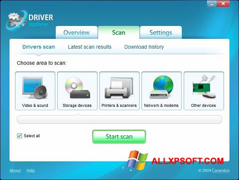 Zrzut ekranu Carambis Driver Updater na Windows XP