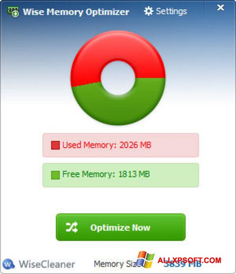 Zrzut ekranu Wise Memory Optimizer na Windows XP