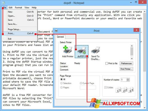 Zrzut ekranu doPDF na Windows XP