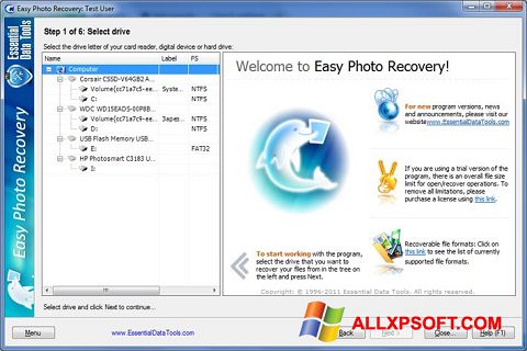 Zrzut ekranu Easy Photo Recovery na Windows XP