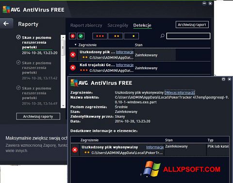 Zrzut ekranu AVG AntiVirus Free na Windows XP